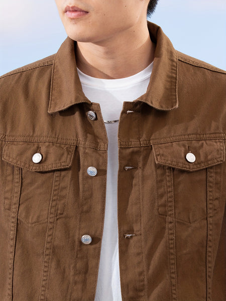 Spring and Autumn Hot Men's Denim Jacket for Teens, High-End Long Sleeve Turn- Collar Casual Coat