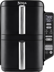 Ninja Foodi Dual Zone Digital Air Fryer, 2 Drawers, 7.6L, 6-In-1, Uses No Oil, Air Fry, Max Crisp, Roast, Bake, Reheat, Dehydrate, Cooks 4-6 Portions, Non-Stick, Dishwasher Safe Baskets, Black AF300UK