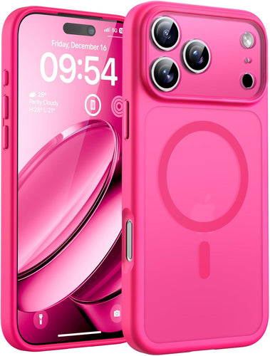 TOCOL Magnetic for Iphone 17 Pro Max Case 6.9-Inch, Compatible with Magsafe, Full Camera Protection, Built-In Magnetic Ring, Drop Protection Shockproof Translucent Matte Phone Cover (Hot Pink)