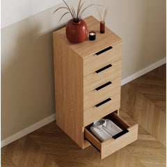 Modern 5 Drawer Narrow Chest of Drawers Dresser Space Saving Storage Organizer Bedroom Furniture