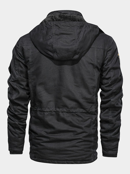 Men'S Thick Mid-Length Jacket with a Hood, Winter Parka for Warmth, Suitable for Outdoor Casual Wear, Featuring a Zip And Multiple Pockets, with a Removable Hat