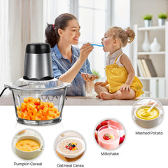 Food Processor, Electric Food Chopper with 1 Bowl (2.3L), Dual-Speed Mini Electric Vegetable Chopper +1 Sets Blades, Meat Grinder & Veggie Chopper, 2 Speed for Food Meat, Onions, Garlic, Nuts &Family Use