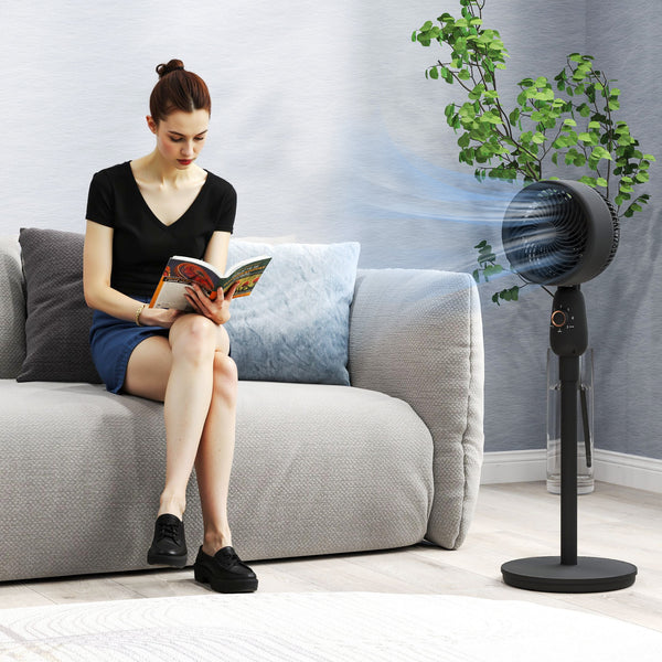 Pedestal Fan, Powerful Air Circulator, 12 Inch Floor Standing Fan with 3 Speed Settings, Oscillating Function for Bedroom, Home and Office, Grey, Adjustable Head, Safe Design, Versatile Use