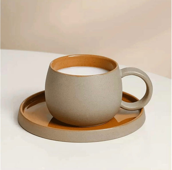 1pc Ceramic Coffee Cup And Saucer, Korean-Style Ins Style Retro Hand-Knotted Mug, High-Looking Fresh Breakfast Milk Cup, Office Water Cup, Tea Cup, Suitable for Home Use, Parties, Gift Giving