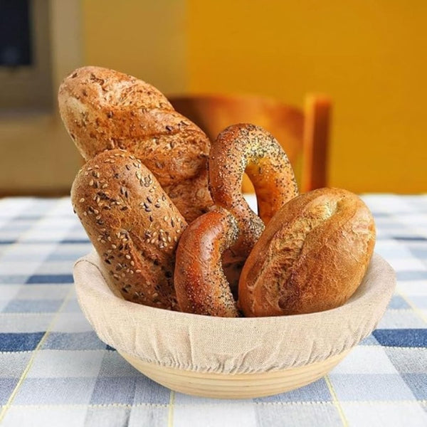 13x6cm Round Rattan Bread Proofing Basket with Cloth Liner, Kitchen Baker'S Tool, Perfect for Home Baking Enthusiasts, Baking Supplies