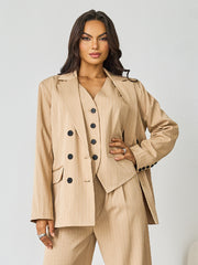 Women's Commuter Notch Lapel V-Neck Button Tailored Blazer Jacket, Minimalist Outerwear