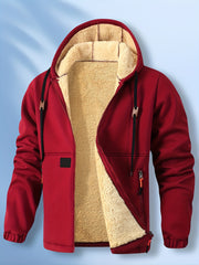 Men'S Cardigan Hooded Fleece Thickened Sweatshirt, Fashionable Fleece Warm Hoodie, Comfortable Loose Drawstring Hooded Sweatshirt, Autumn And Winter Men'S Clothing, Men'S Casual Hooded Sweatshirt with Zipper Pockets, Suitable for Winter And Autumn