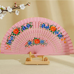 1pc Spanish Wooden Folding Hand Held Dance Fan Flower Pattern Party Wedding Gifts