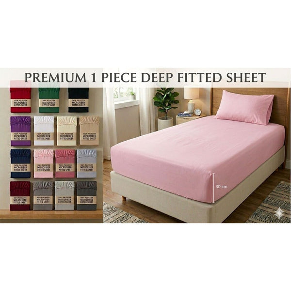 Extra Deep Fitted Sheets 30cm deep pocket with Elastic Cornes For Perfect Mattress Fit, Available in Single,Double, King,& SuperKing Size