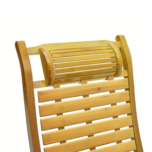 Natural/ Brown Rocking Chair/Lounge Chair Recliner Load-Bearing 150kg Comfort Bamboo Loungers Deck Chair Adjustable Handrail Home Chair Gifts Stable Ergonomic