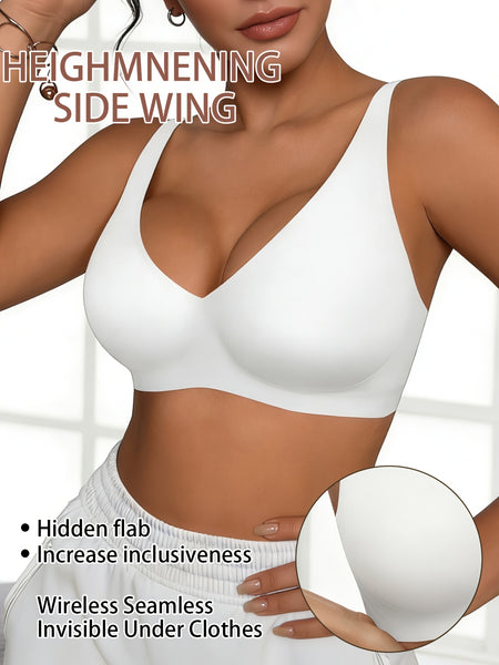 Full-Coverage Push-Up Bra - High Wire-Free Lift, Non-Detachable Padding, Soft T-Shirt Compatible Strap, Casual And Formal Elegant Lingerie, Hand Washable (No Underwire, One-Piece Design)