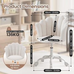 Shell-shaped Office Chair,Adjustable Chenille Swivel Chair,Soft and Flexible, Suitable for Bedrooms, Offices and Studies.