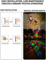 Solar Santa Claus Watering Can Lights, Santa Kettle Ground Lamp Solar LED Night Light, Hanging Metal Santas Claus Watering Can for Patio Lawn Xmas Decor, Courtyard, Pond, Walkway