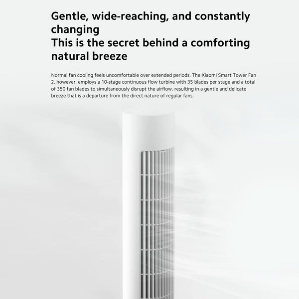 Xiaomi 2 Intelligent Tower Fan, 150° Rotating Tower Fan with Intelligent App Control, 3 Modes, Range 10 m, Energy Efficient