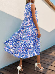 Spring/Summer Vacation Women'S Sleeveless Bohemian Style Fringed Tie-Up Printed Dress
