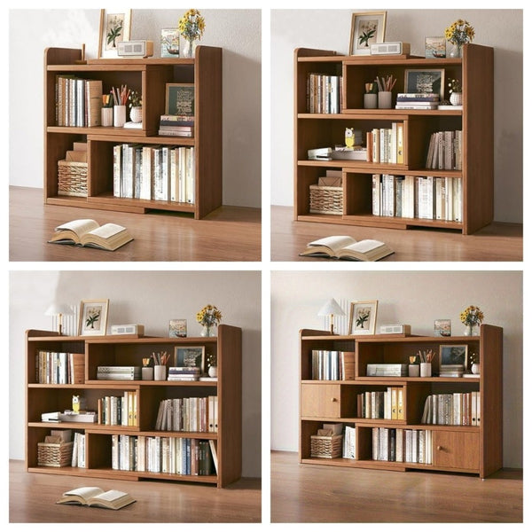 Expandable Desktop Bookcase, Freestanding Multi-layer Bookshelves, Adjustable Width Bookshelf Book Shelf Storage Unit, Multifunctional Storage Rack Book Shelf for Home Office Storage Organization