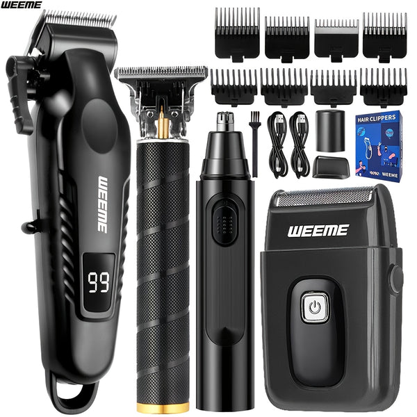 WEEME 4pcs 3pcs 2pcs 1pc Black Golden Hair Clippers For Men Professional, Beard Trimmer Kit, Cordless Clippers And Trimmers Set, Electric Razor Shavers And Nose Trimmer, Mens Grooming Kit For Barber, Valentines Day Christmas Gifts For Him