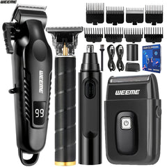 WEEME 4pcs 3pcs 2pcs 1pc Black Golden Hair Clippers For Men Professional, Beard Trimmer Kit, Cordless Clippers And Trimmers Set, Electric Razor Shavers And Nose Trimmer, Mens Grooming Kit For Barber, Valentines Day Christmas Gifts For Him