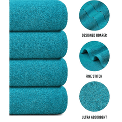 4 X Large Jumbo Bath Towels 100% Egyptian Cotton -75 x 150 cm- Soft Quick Dry Hotel Spa Big Bathroom Towels Set