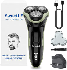 Sweetlf Electric Razor for Men, 120 Min Shaving, Fast UK Adapter (1H Charging),100% Waterproof, Wet & Dry Rotary Shavers for Men with Pop-Up Trimmer, LED Display, Dark Blue