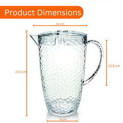 Clear Plastic Jugs 2 Litre - Plastic Jug with Lid and Vented Spout, Large Pitcher Jug for Picnics, BBQ, Cocktails, Indoor/Outdoor use, Water Jug