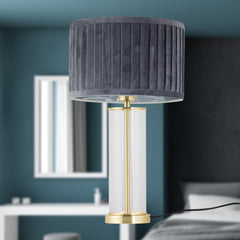 Aura - Satin Brass Table Lamp with Black Pleated Velvet Shade