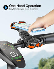 Glangeh Bike Phone Holder, [Secure Lock] 8S Quick Install Anti-Fall Motorbike Phone Holder, 360° Rotating Bike Phone Mount for 4.7”-6.8” Mobile Phones, Cycling Bikes Stand Fits Mountain/Scooter/Dirt