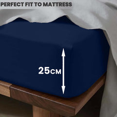 1pc 25cm Extra Deep Fitted Sheet – Solid Color Hotel-Quality Bedsheet, Ultra-Soft & Brushed Microfiber Bedding Sheet, Machine Washable, Single, Double, King, & Super King Sizes Available