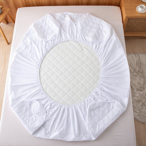 Mother's Day gift Premier Non-Noise Quilted Waterproof Mattress protector super-soft, Ultimate Comfort and Protection, stretch skirt fit all depth mattress, fitted sheets, easy care,white, TPU Coated, Breathable, Noiseless, All Seasonal Use