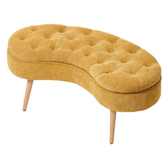 1pc Creative Curved Design Storage Stool, Sofa Stool for Home Living Room, Shoe Changing Stool At Entrance of The Entrance, Bedside Stool Storage Stool for Bedroom, Yellow, 103*39*45cm