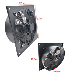 1pc Low Noise 300mm / L37xW37CM Extractor Fan 2130m/h - Stainless Steel Ventilation Fan with Backdraft Damper for Kitchen, Bathroom, Garage - Black