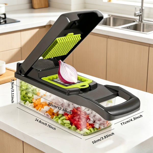 16-in-1 Kitchen Vegetable Chopper & Slicer Set, Multifunctional Food Cutter with Peeler, Dicer, Grater, Julienne Slicer, and Drain Basket, for Salad, Fruits, Onions, Potatoes, and All Your Meal Prep Needs