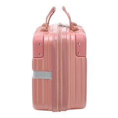14 Inches Storage Box, Rose Gold Portable Makeup Travel Case Hand Luggage with Elastic Band, Durable Plastic Carrying Makeup Case Suitcase, Makeup Box Travel Cosmetic Box Suitable for Home or Travel