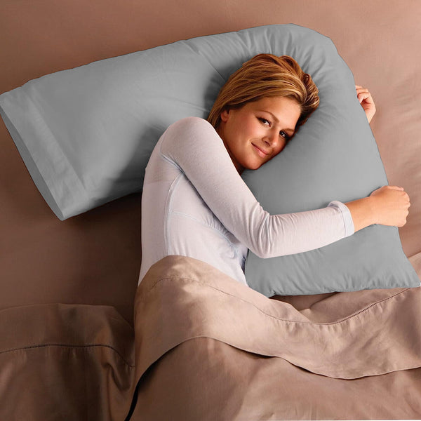 Adam Home V Pillow with Pillowcase Extra Filled Hollow Fiber for Neck Support, Orthopedic, Maternity Pregnancy & Nursing Super Soft & Comfortable V shaped Pillow with Pillowcase