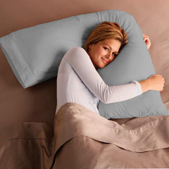 Adam Home V Pillow with Pillowcase Extra Filled Hollow Fiber for Neck Support, Orthopedic, Maternity Pregnancy & Nursing Super Soft & Comfortable V shaped Pillow with Pillowcase