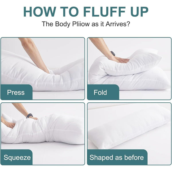 Premium Hollowfiber Filled Bolster Pillow Full Body Orthopedic Long Pillow for Side Sleeper, Back, Neck, Maternity Support Pregnancy Pillow