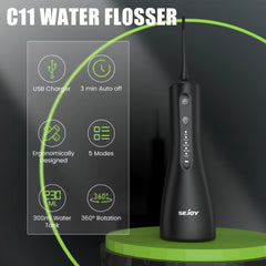 SEJOY Dental Oral Irrigator USB Rechargeable Teeth Cleaner Portable Dental Water Flosser 5 Modes IPX7 Mouth Washing Machine