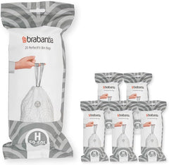 Brabantia Perfectfit Bin Liners (Size G/23-30 Litre) Thick Plastic Trash Bags with Tie Tape Drawstring Handles (40 Bags)