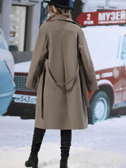 Women'S Elegant Double-Breasted Lace-Up Coat - Winter Trench Coat with Front Pockets, Structured Formal & Casual Outerwear for Fall/Winter, Chic Office, Party, Everyday Outfits - Durable Cold Weather Clothing, Ladies Winter Coats, Party Attire, Sophistica