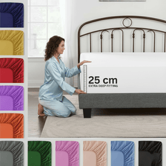 Microfiber Fitted Sheet Bed Sheet Hotel Quality Bedding Ultra Soft & Breathable Brushed Microfiber 25cm Deep Pocket Fitted Sheet