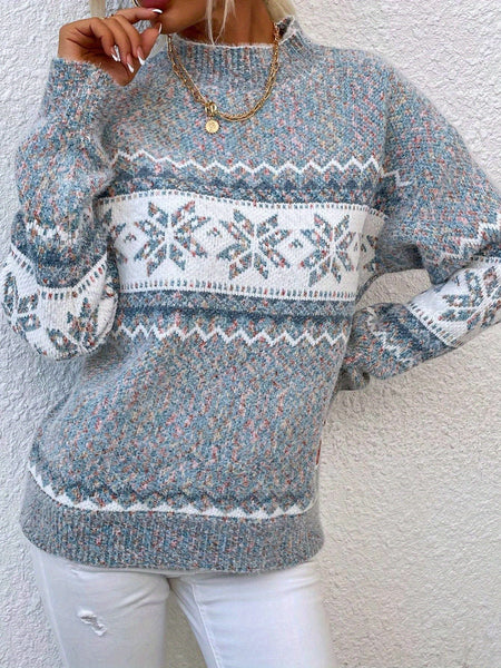 Women Sweater, New Arrival Autumn/ Winter, Style, Turtleneck, Snowflake Pattern, Chenille Pullover Casual Jacquard Sweater, Autumn and Winter Wear, Suitable for Back to, Work, Halloween, Christmas and Other Festivals, Comfortabl
