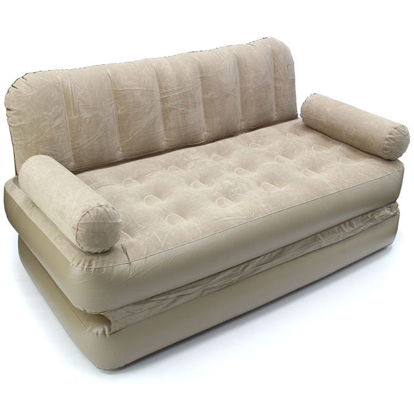 Inflatable Sofa Bed 2-in-1 Flocked Air Mattress Chair Guest Camping Lounge Home