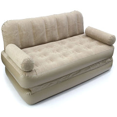 Inflatable Sofa Bed 2-in-1 Flocked Air Mattress Chair Guest Camping Lounge Home