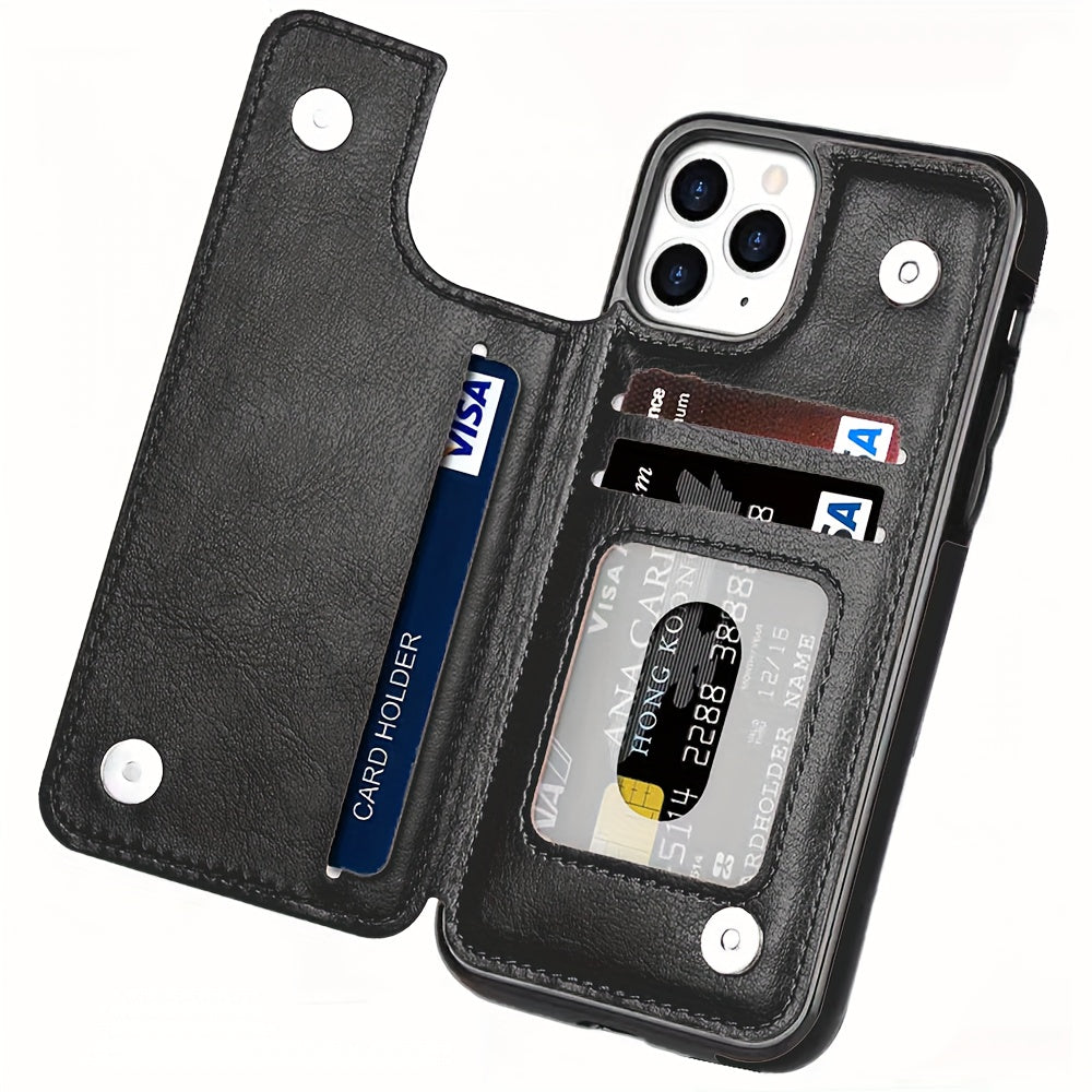 Phone Case -Cardholder-Style Phone Case, Convenient. for Iphone 17 Promax/Pro/ Air, 16 Plus, 15, 14 Pro Max, 13, 12, 11. Gift for Friends, Boys, Girls Or Family. This Business Shock-Resistant Protective Case Features a Solid Color
