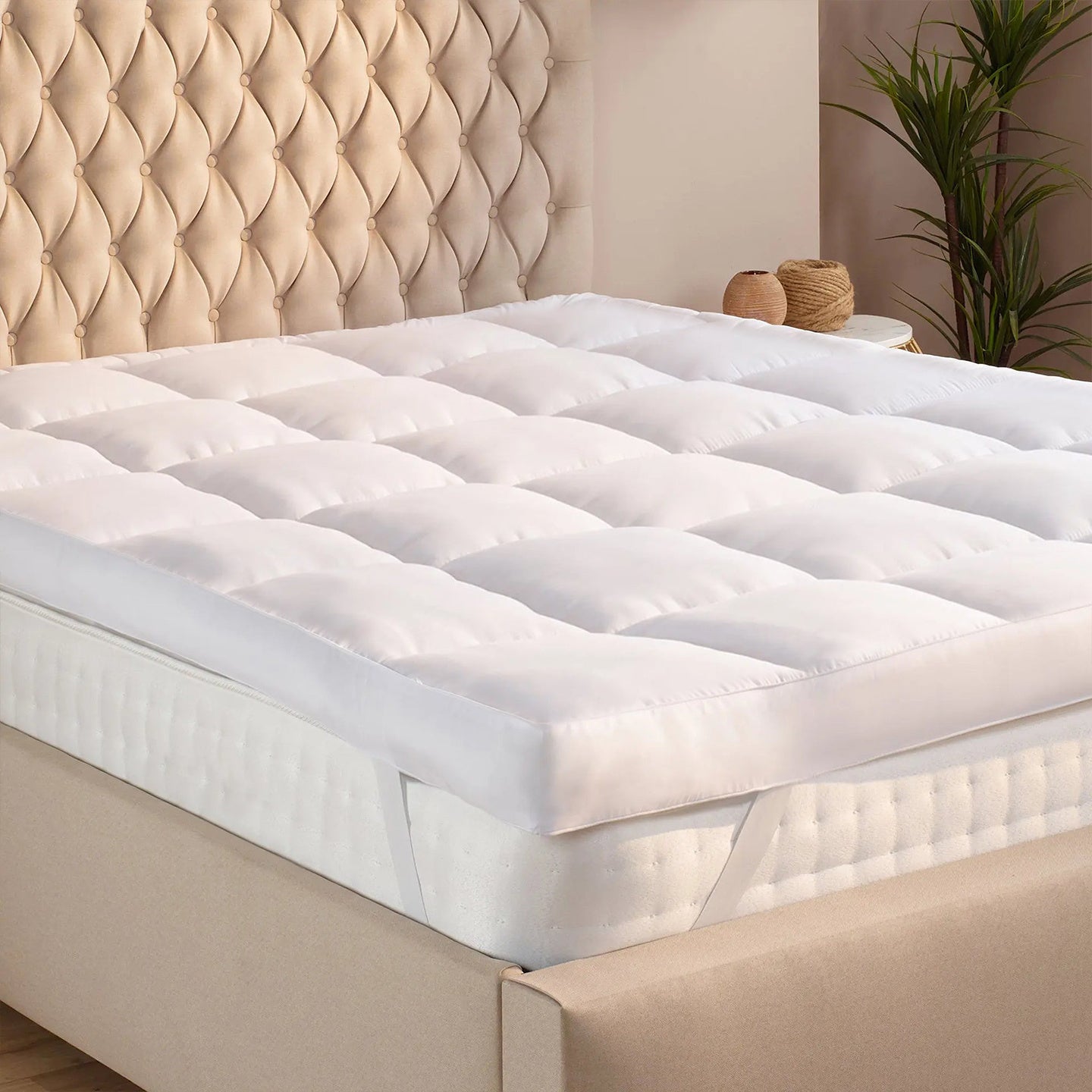 Luxury 4-Inch (10cm) Extra Thick Microfibre Mattress Topper - Single, Double, King, Super King Sizes (Grey)