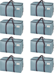VENO 8 Pack Extra Large Moving Storage Bags with Zips, Heavy-Duty Organizer Tote, Moving Box Alternative, Packing Supply, Clothes Storage Bin, Tag Pocket for Label, Water-Resistant (Clear, 8 Pack)