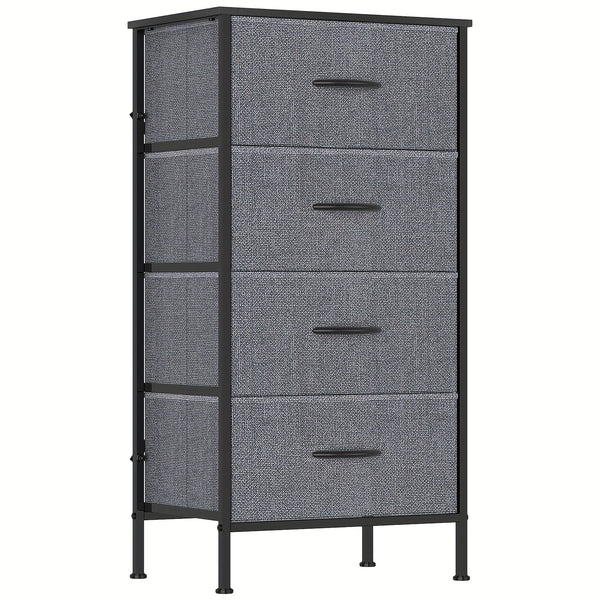 4-Drawer Chest Of Drawers with Metal Frame & MDF Wooden Top, Adjustable Feet, Anti-Tip Safety, Spacious Storage Unit for Bedroom Or Living Room (45x30x91cm/ 17.7x11.8x35.8inch)