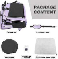 BARKBAY Dog Bike Basket Carrier, Expandable Foldable Soft-Sided Dog Carrier, 2 Open Doors, 5 Reflective Tapes, Pet Travel Bag, Safe and Easy for Small Medium Cats and Dogs (Purple)