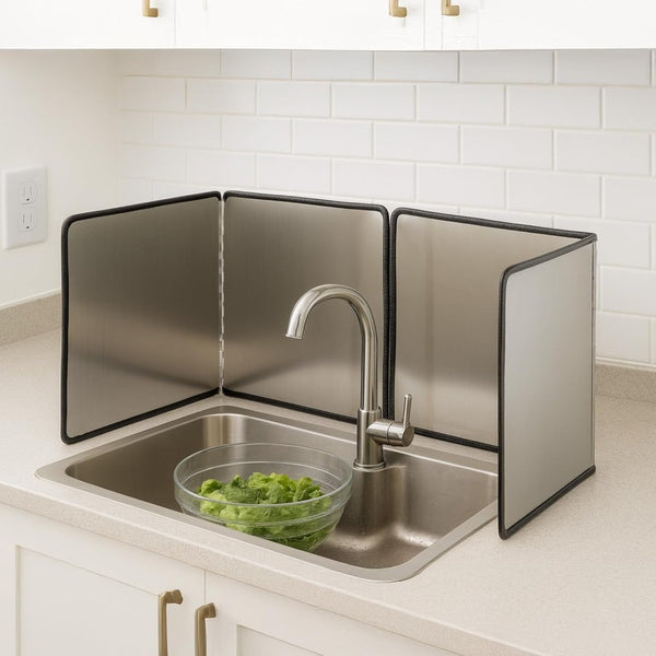 1pc Heat-Resistant Stainless Steel Stove Splash Guard - Nonstick Oil Baffle Plate with Thermal Insulation, Splatter Shield & Covered Edges for Safe Cooking, Durable & Easy Clean - Perfect Kitchen Gift for Home Chefs, Sleek Metallic Finish | Easyclean Surf