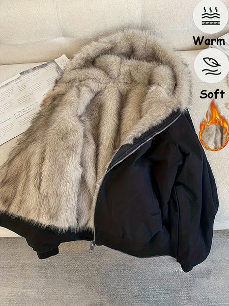 Autumn and Winter Women's Furry Jacket Coat